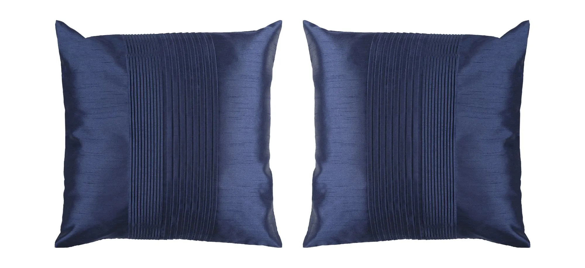 Solid Pleated 18" Down Throw Pillow Set - 2 Pc. in Navy by Surya