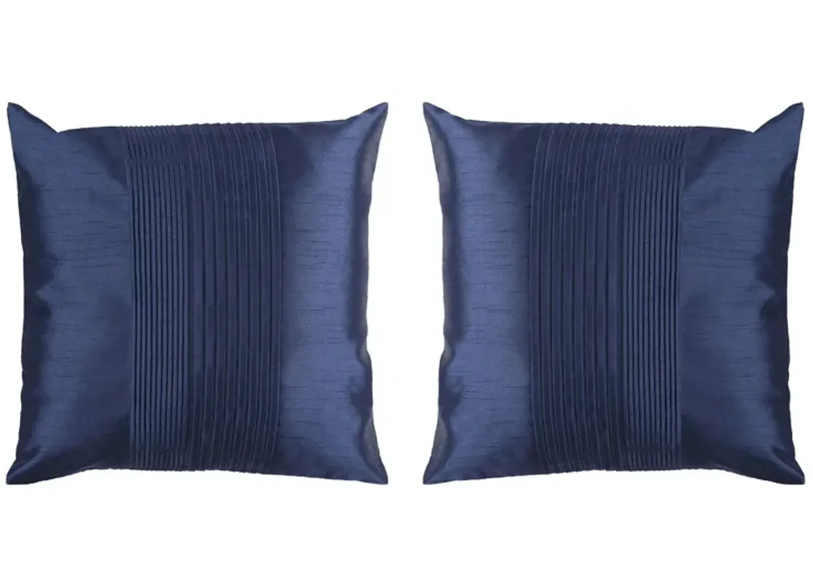 Solid Pleated 18" Down Throw Pillow Set - 2 Pc. in Navy by Surya