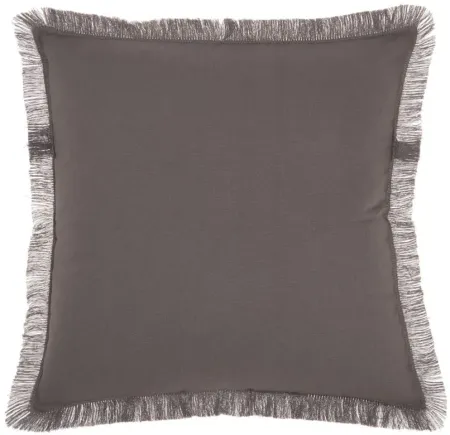 Mina Victory Fringed Solid Throw Pillow in Charcoal by Nourison