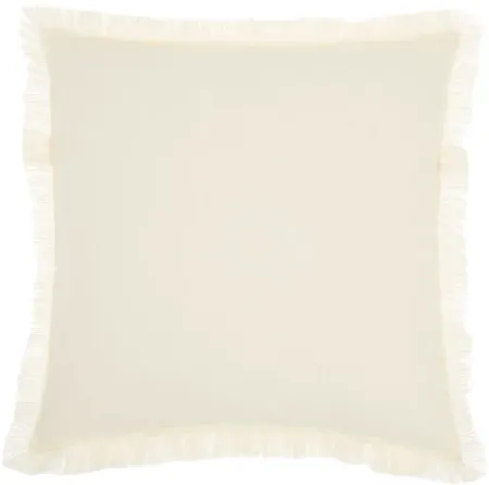 Mina Victory Fringed Solid Throw Pillow in Ivory by Nourison