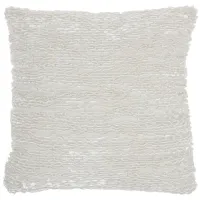 Mina Victory 20" Woven Ribbon Loops Throw Pillow in White by Nourison