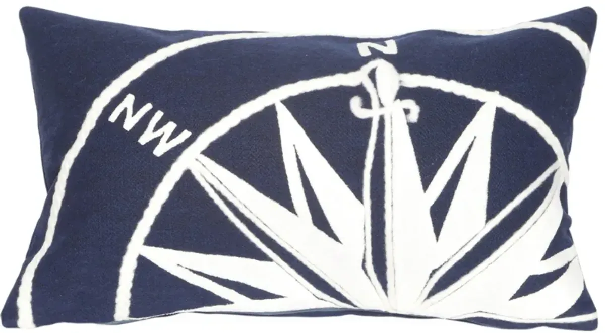 Liora Manne Visions II Compass Pillow in Navy by Trans-Ocean Import Co Inc