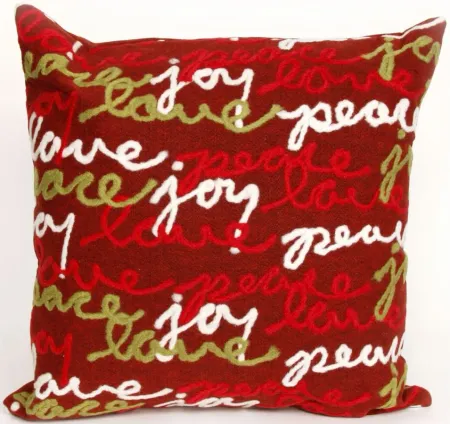 Liora Manne Visions III Peace Love Joy Pillow in Red by Trans-Ocean Import Co Inc