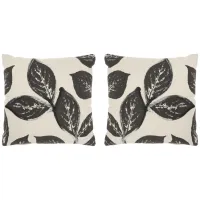 Leaf Throw Pillow Set - 2 Pc. in Charcoal by Nourison