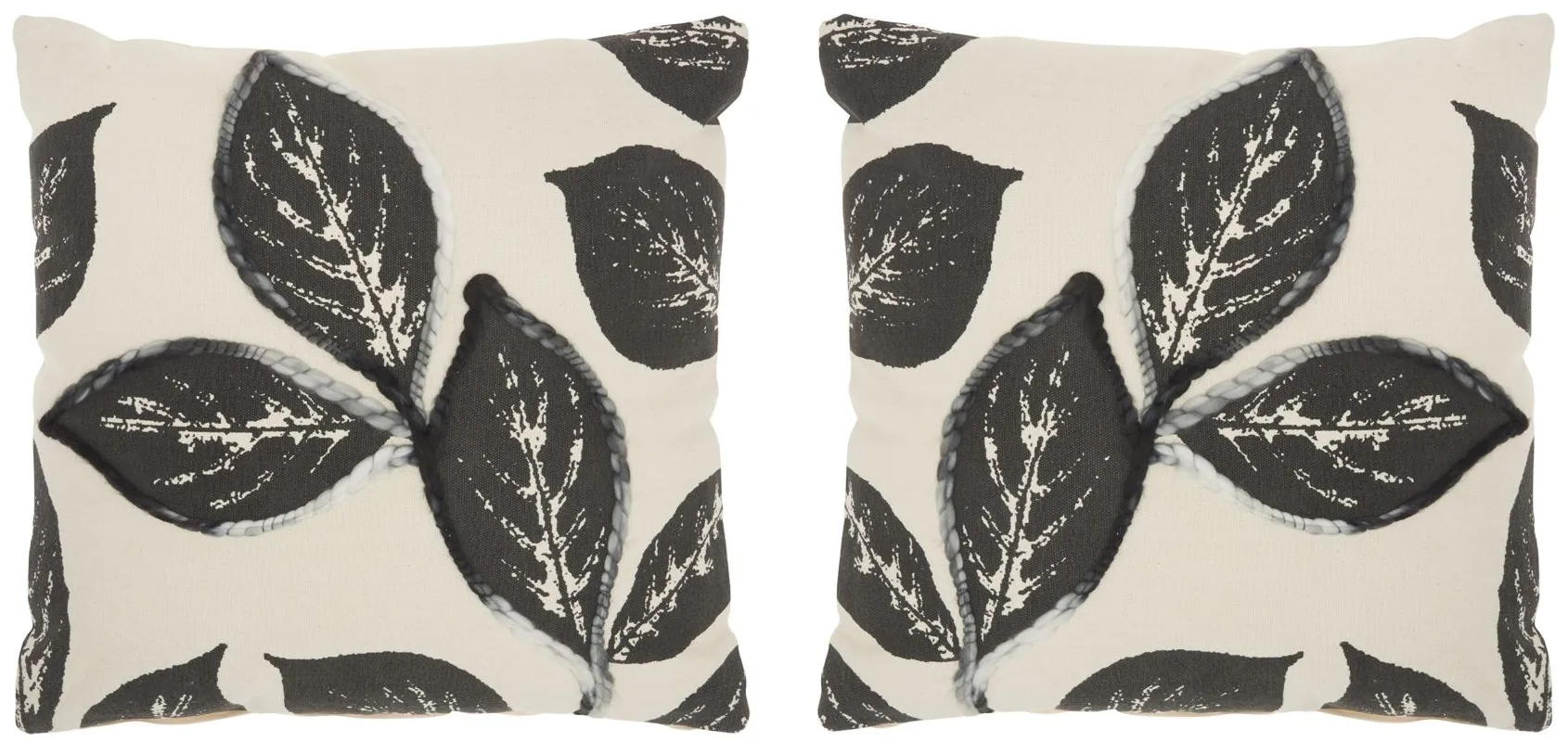 Leaf Throw Pillow Set - 2 Pc. in Charcoal by Nourison