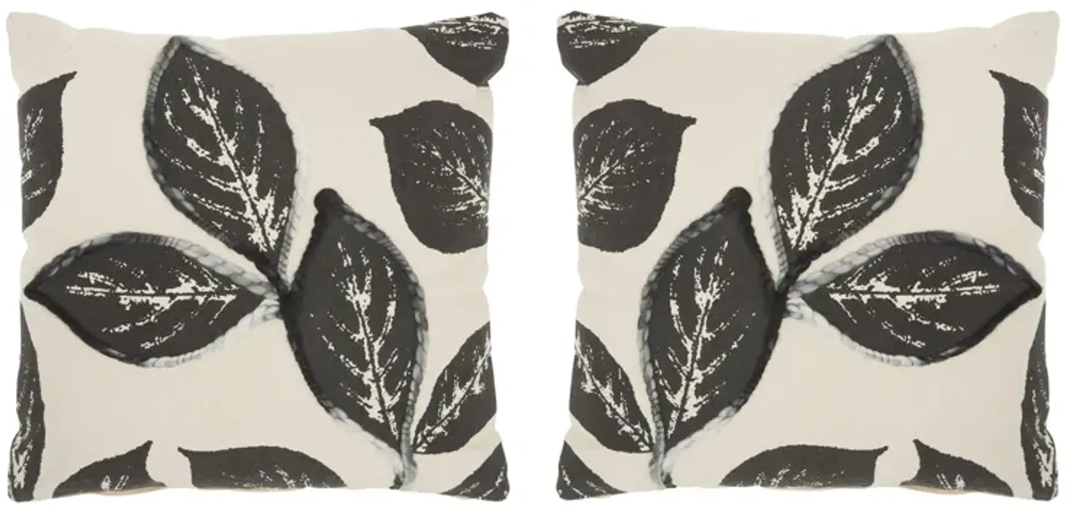 Leaf Throw Pillow Set - 2-pc. in Charcoal by Nourison