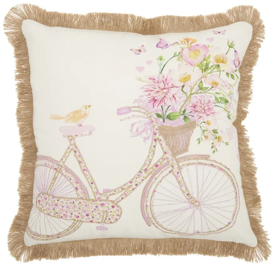 Mina Victory Bicycle Throw Pillow in Multicolor by Nourison