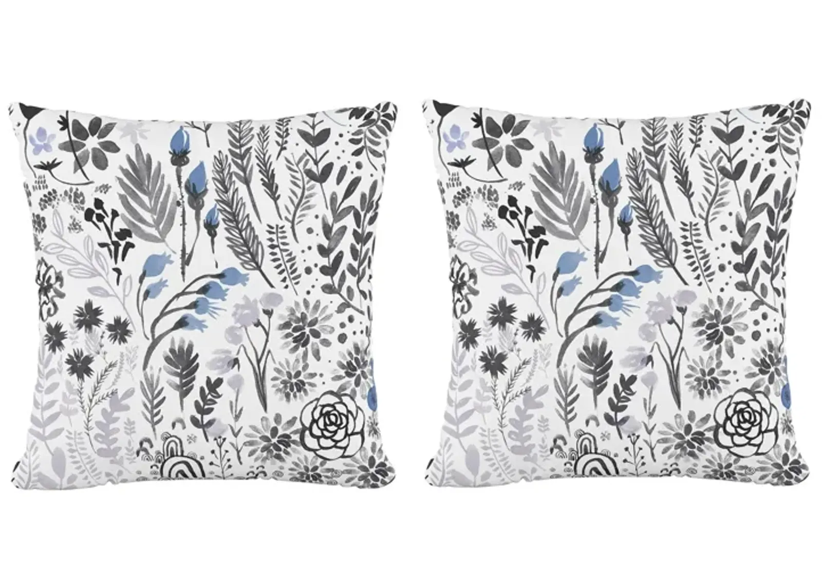 20" Floral Flair Pillow Set - 2 Pc. in Winter Botanical Blue by Skyline