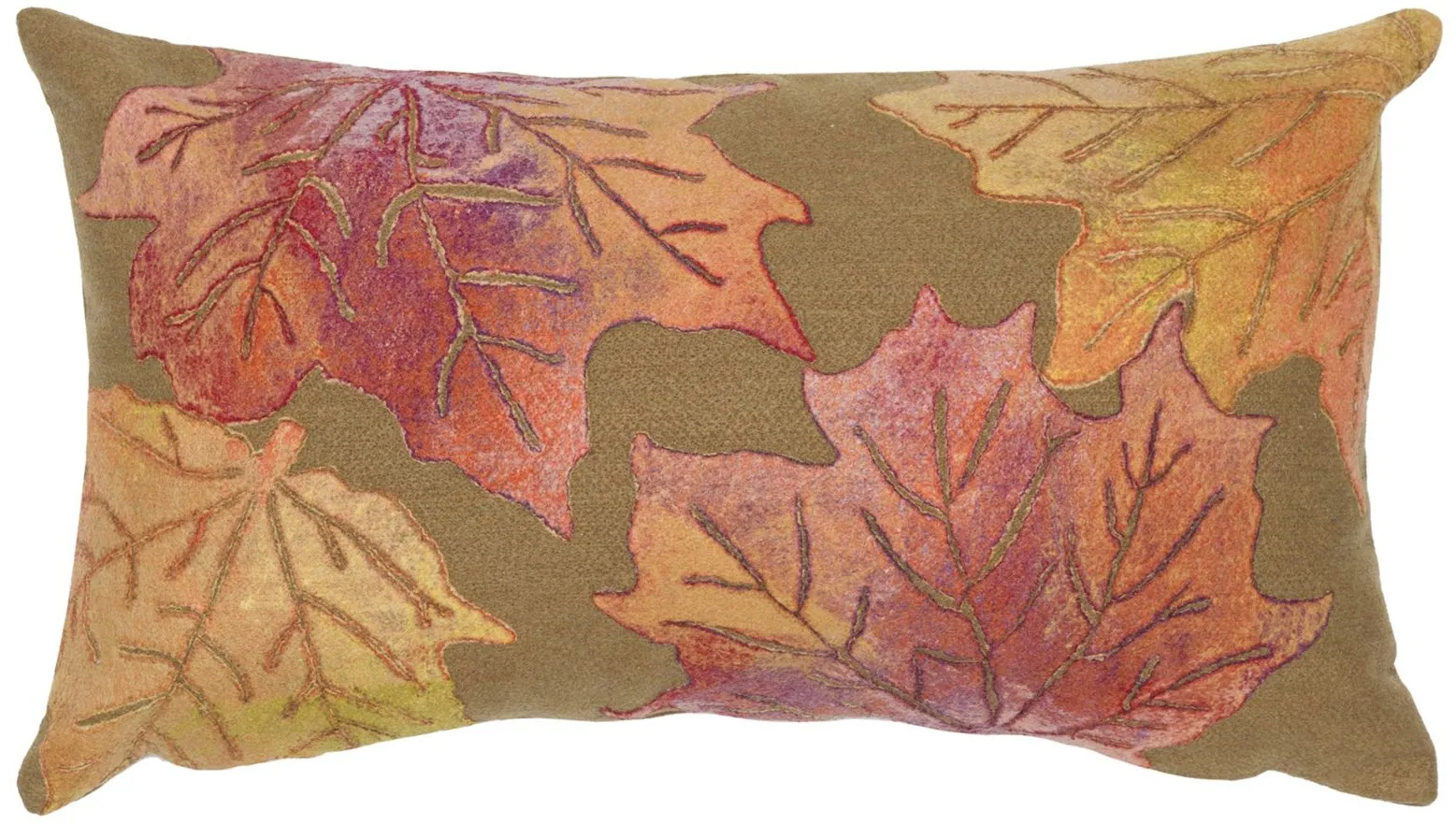 Visions IV Leaf Toss Accent Pillow in Flame Caramel by Trans-Ocean Import Co Inc