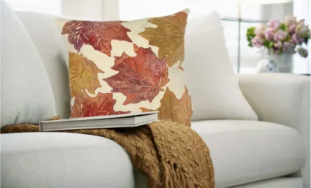 Visions IV Leaf Toss Accent Pillow in Flame Cream by Trans-Ocean Import Co Inc