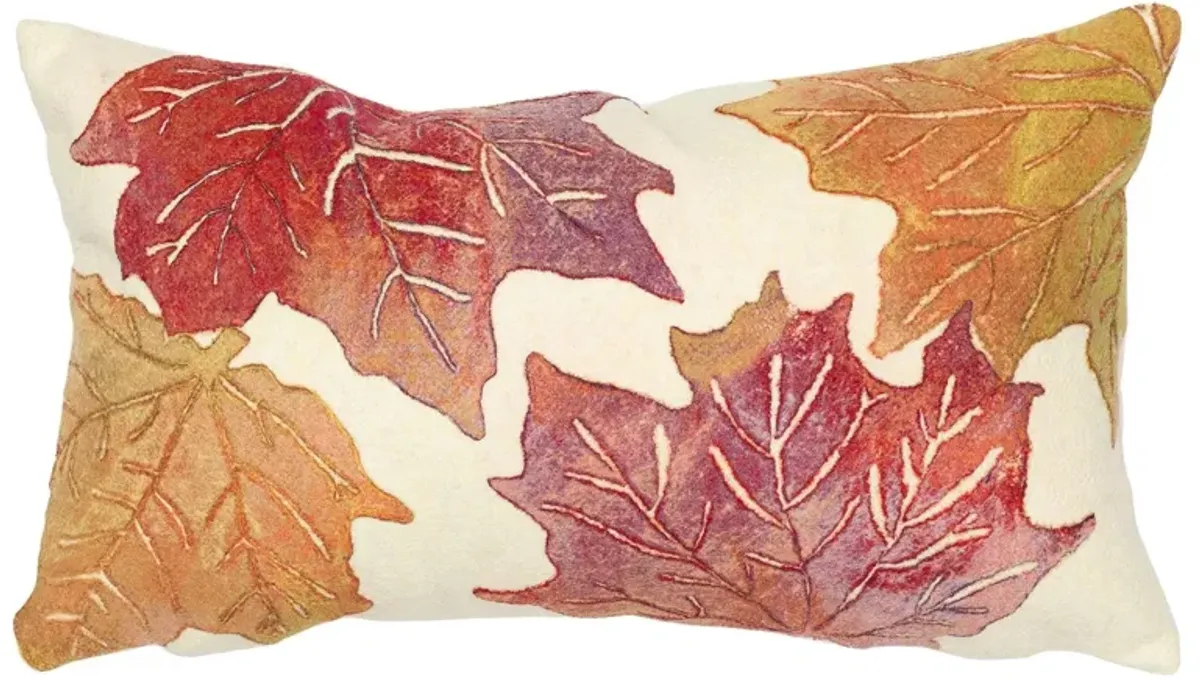 Visions IV Leaf Toss Accent Pillow in Flame Cream by Trans-Ocean Import Co Inc