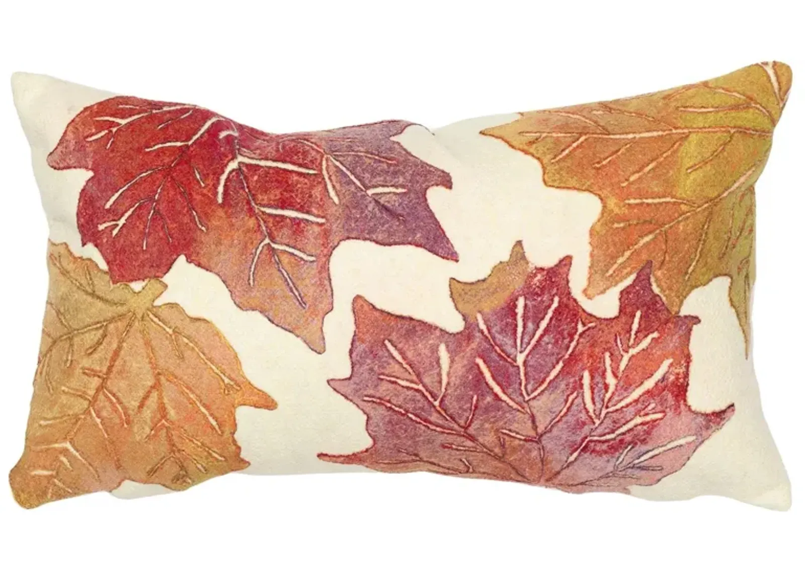 Visions IV Leaf Toss Accent Pillow in Flame Cream by Trans-Ocean Import Co Inc