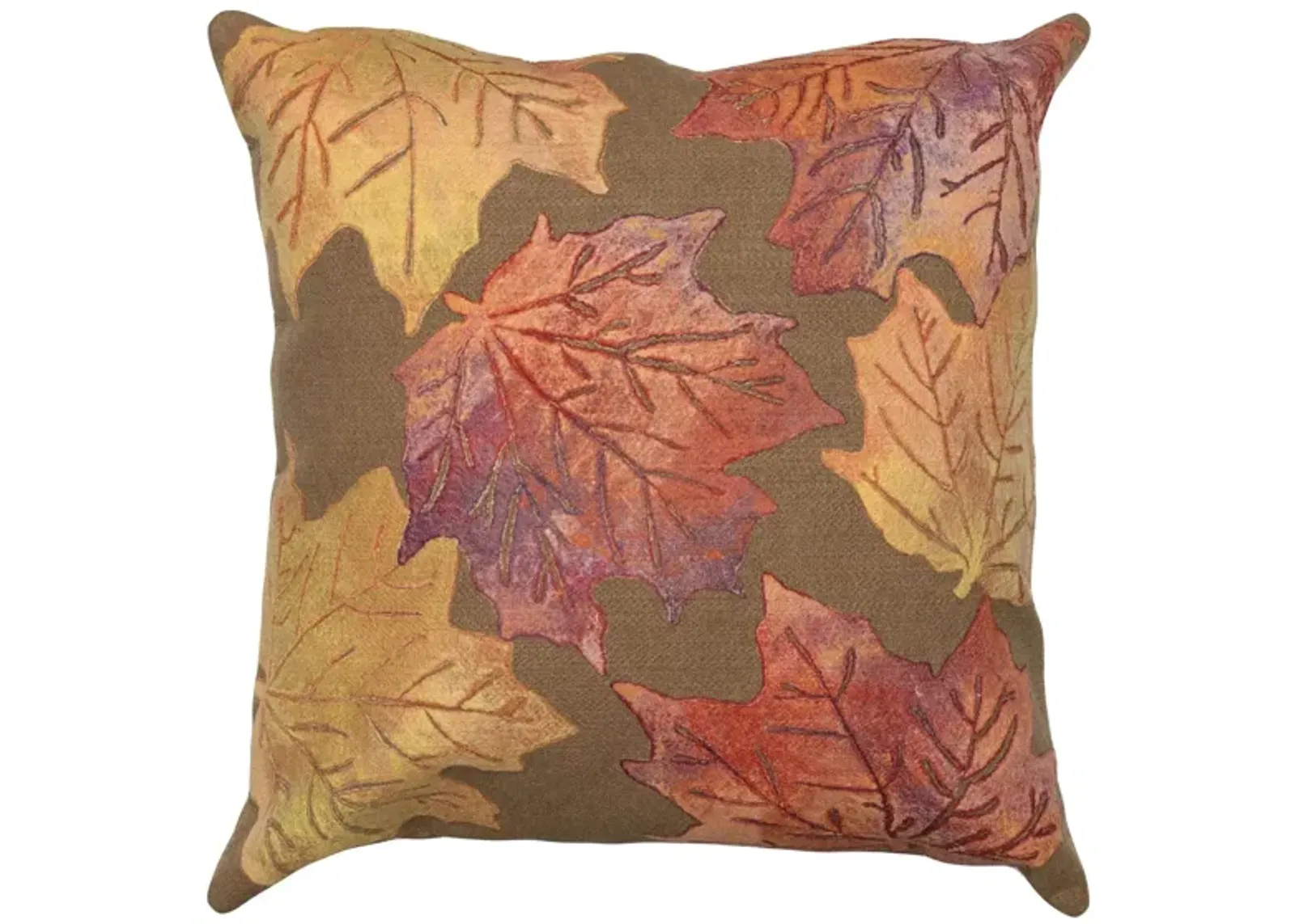 Visions IV Leaf Toss Accent Pillow in Flame Caramel by Trans-Ocean Import Co Inc