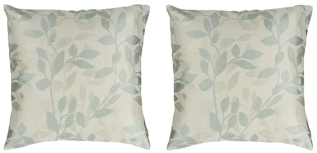 Wind Chime 22" Throw Pillow Set - 2 Pc. in Cream, Ivory, Sea Foam by Surya