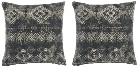 Mina Victory Distress Diamonds Throw Pillow Set - 2 Pc. in Charcoal by Nourison