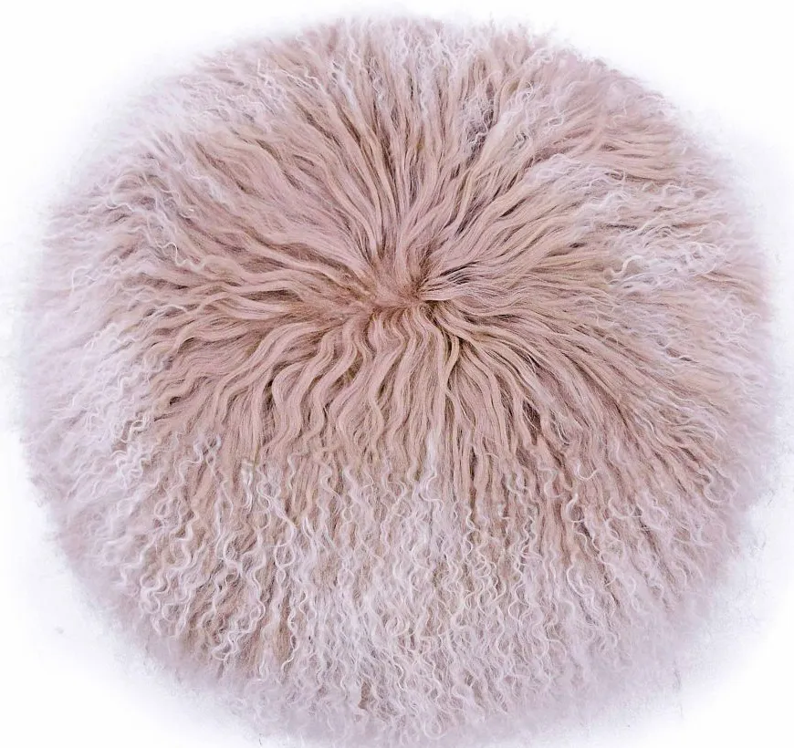 Ruby Lamb Fur Pillow in Blush by Tov Furniture