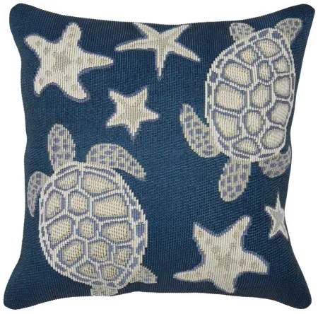 Marina Turtle And Stars Accent Pillow in Navy by Trans-Ocean Import Co Inc