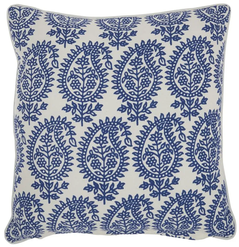 Mina Victory Printed Paisley Throw Pillow in Blue by Nourison