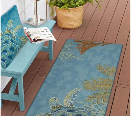 Marina Seaturtle Garden Accent Pillow in Ocean by Trans-Ocean Import Co Inc