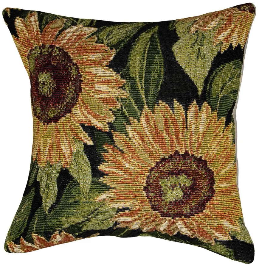 Marina Sunflower Accent Pillow in Black by Trans-Ocean Import Co Inc
