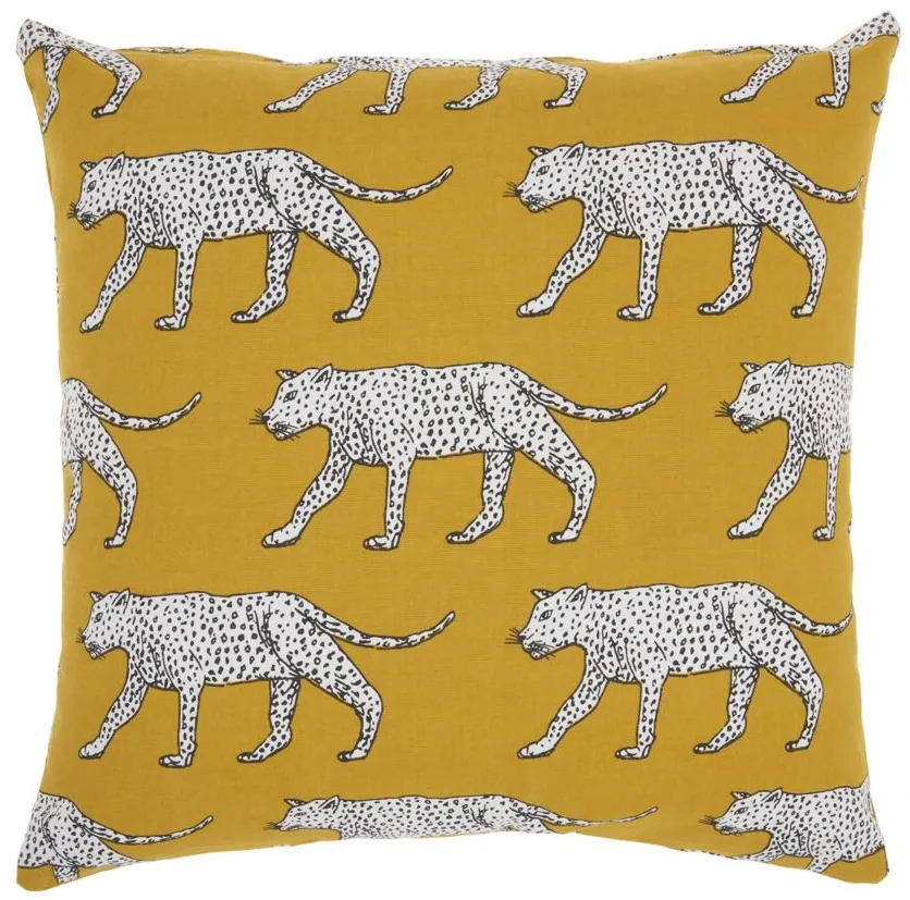 Mina Victory Cheetahs Throw Pillow in Yellow by Nourison