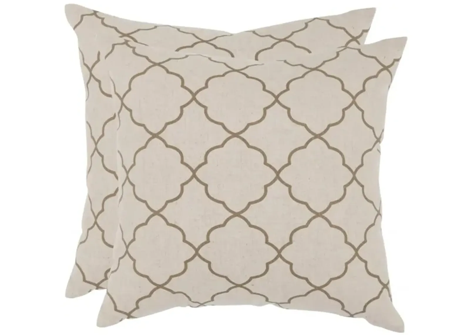 Sophie Geometric Pillow: Set of 2 in Taupe by Safavieh