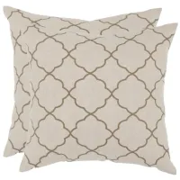 Sophie Geometric Pillow: Set of 2 in Taupe by Safavieh