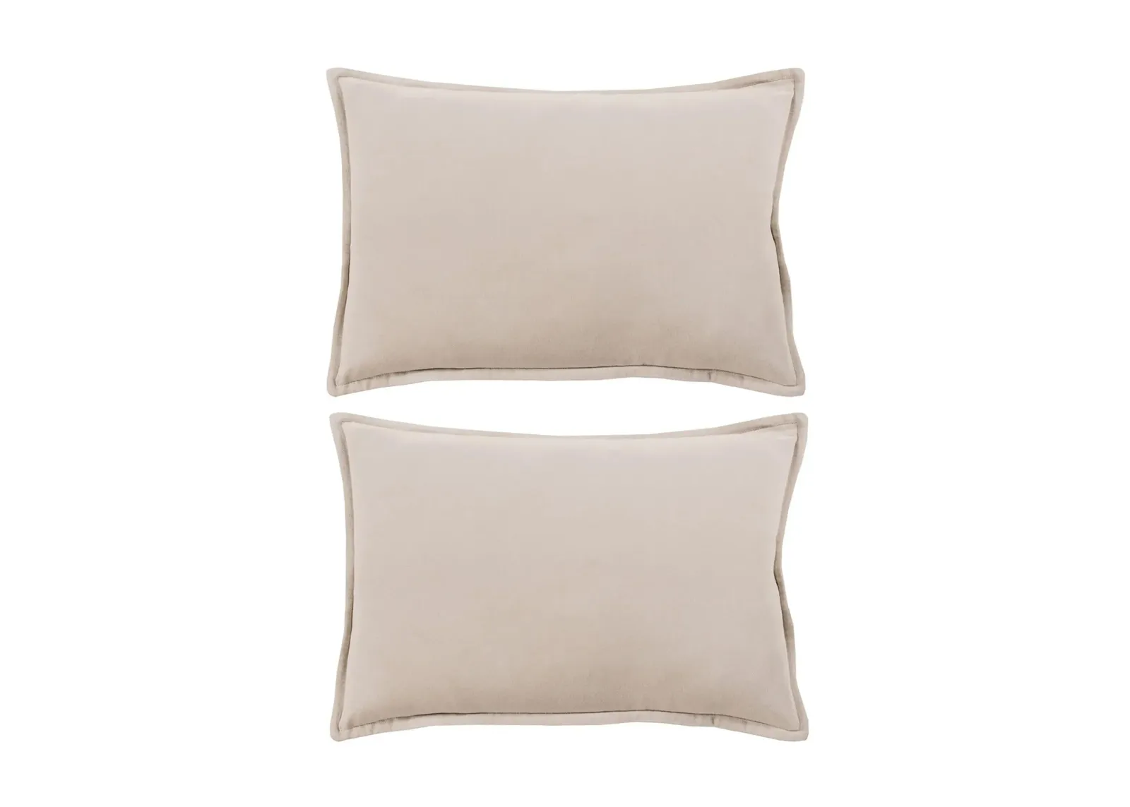 Cotton Velvet 22" Down Throw Pillow Set - 2 Pc. in Beige by Surya