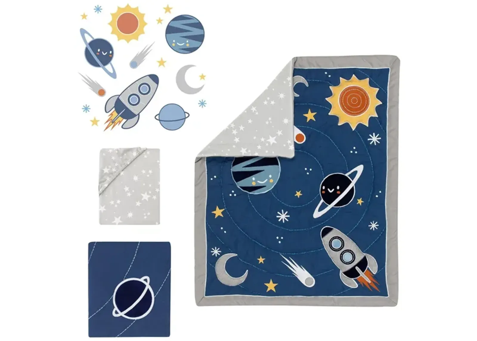 Milky Way 4-Piece Crib Bedding Set in Blue by Lambs & Ivy