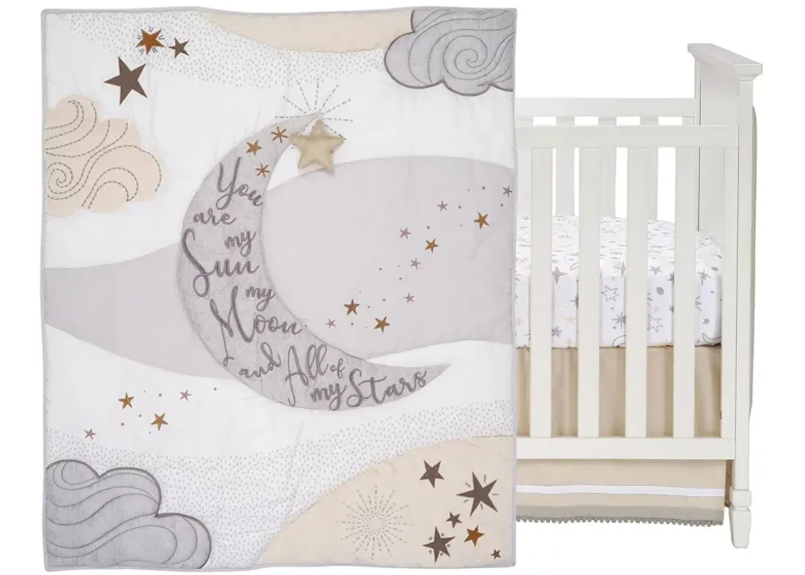 Goodnight Moon 3-Piece Crib Bedding Set in White, Beige, Gray by Lambs & Ivy