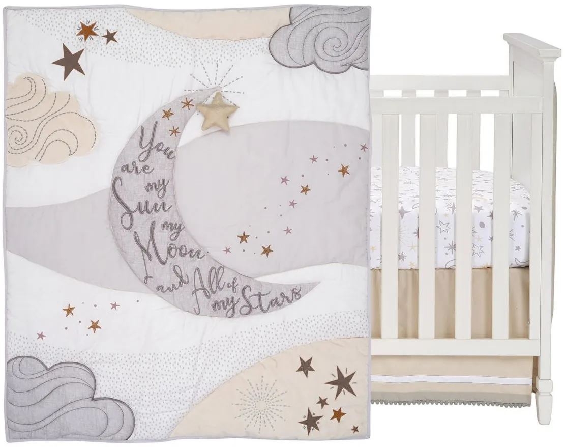 Goodnight Moon 3-Piece Crib Bedding Set in White, Beige, Gray by Lambs & Ivy