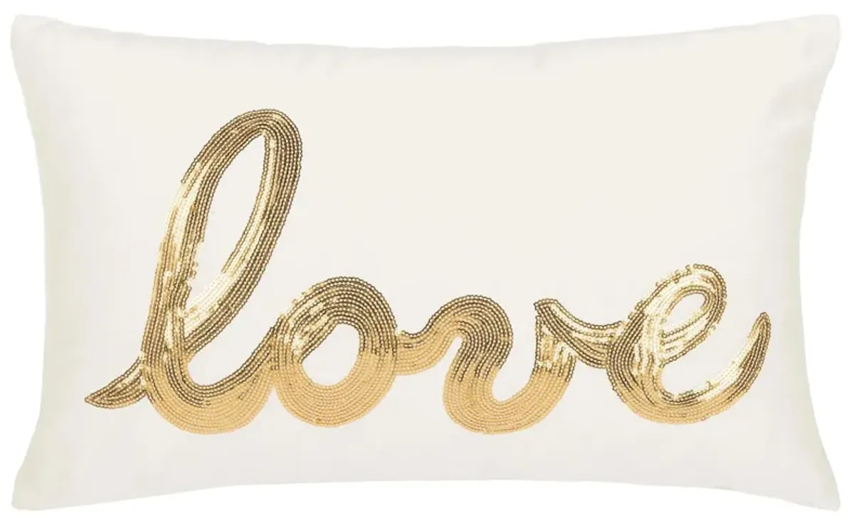 Love Throw Pillow in Gold / Beige by Safavieh