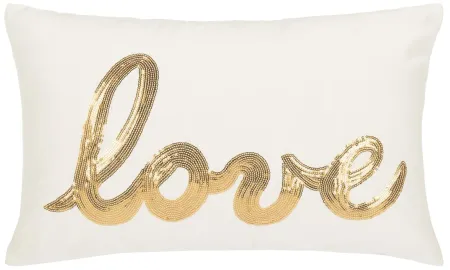 Love Throw Pillow in Gold / Beige by Safavieh