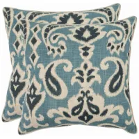 Dylan 22" Throw Pillows: Set of 2 in Blue by Safavieh