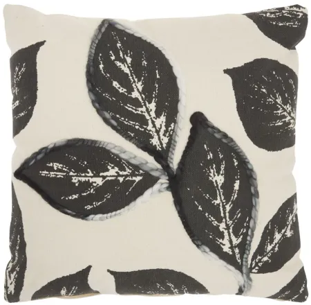 Leaf Throw Pillow in Charcoal by Nourison
