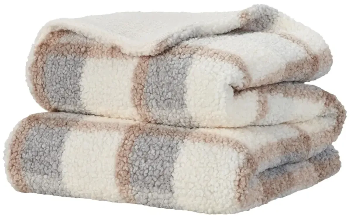 Ralph Plush Throw in Cream, Brown, Blue by Nourison