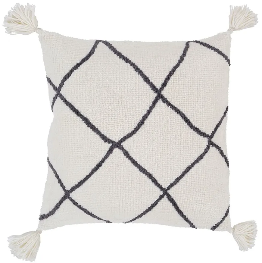 Braith 22" Down Filled Throw Pillow in Cream, Charcoal by Surya