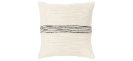Carine 20" Down Filled Throw Pillow in Cream, Ivory, Black, Charcoal by Surya