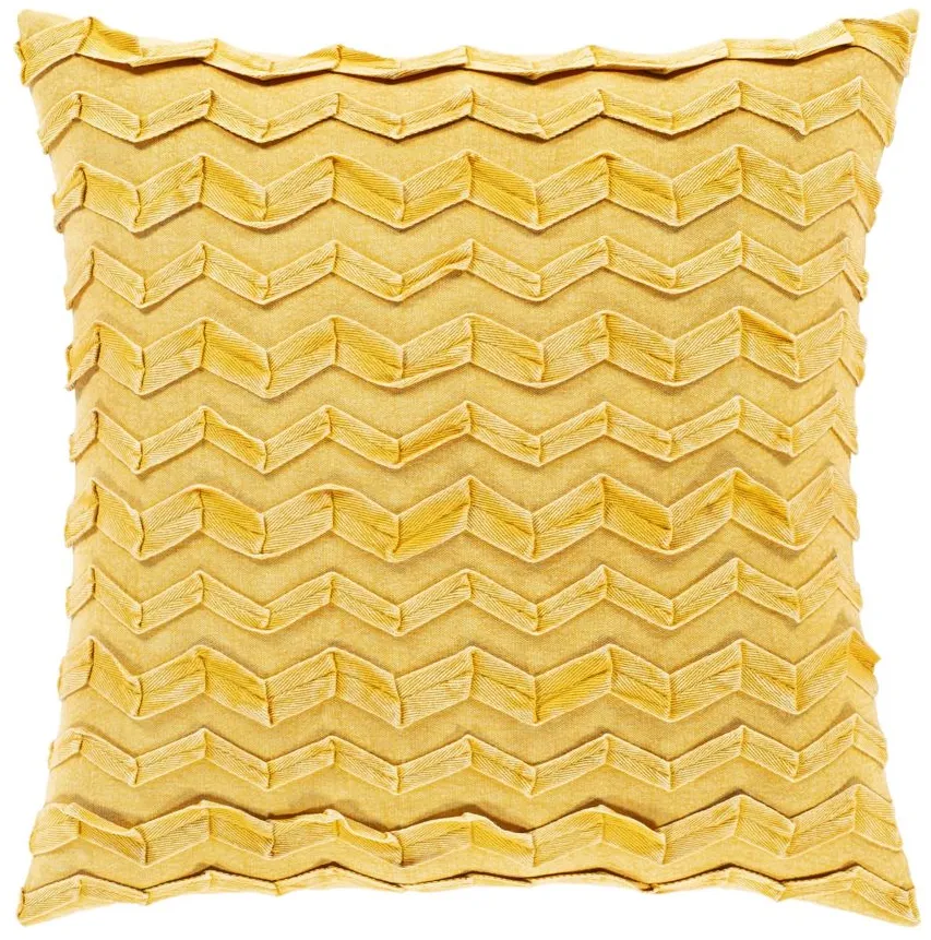 Caprio 22" Poly Filled Throw Pillow in Bright Yellow, Saffron by Surya
