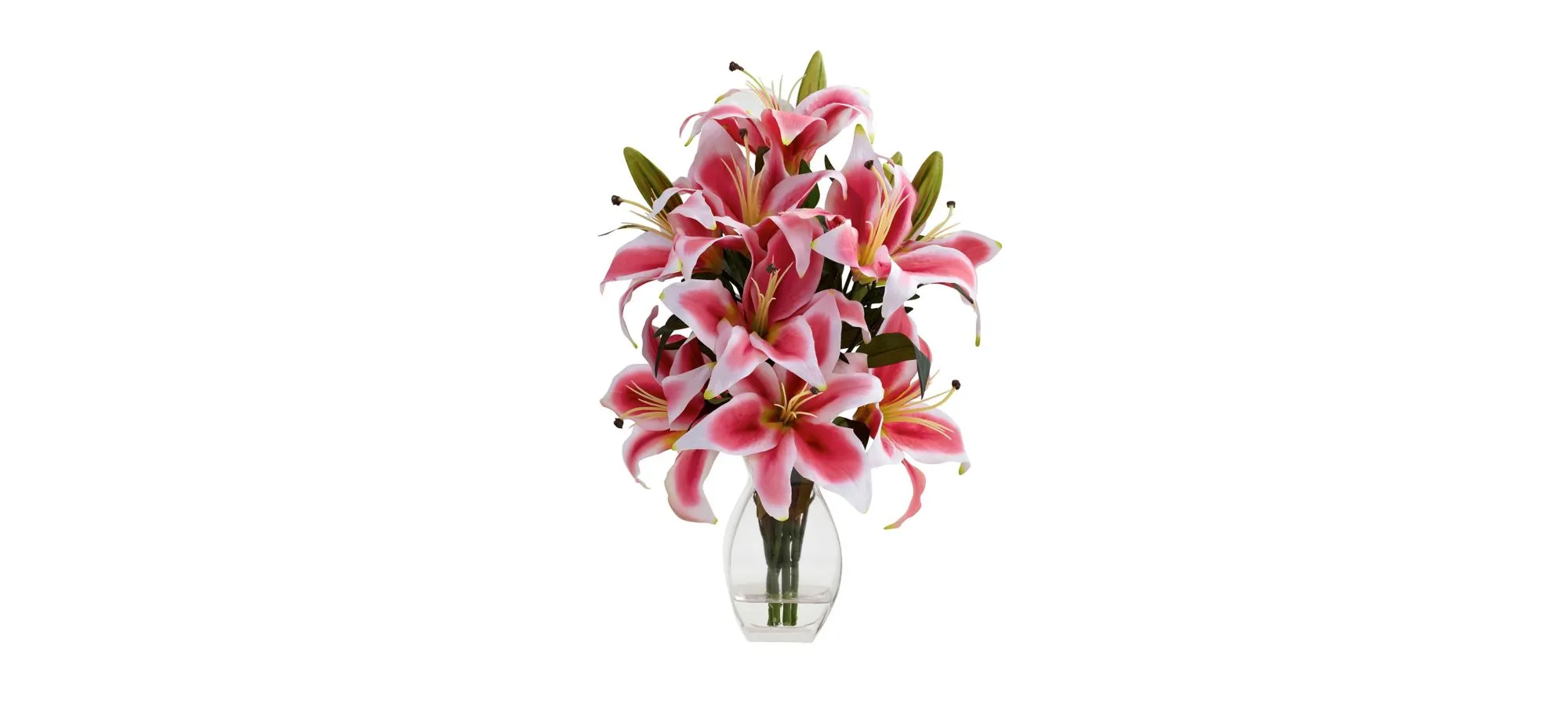 Rubrum Lily with Decorative Vase in Pink/White/Green by Bellanest