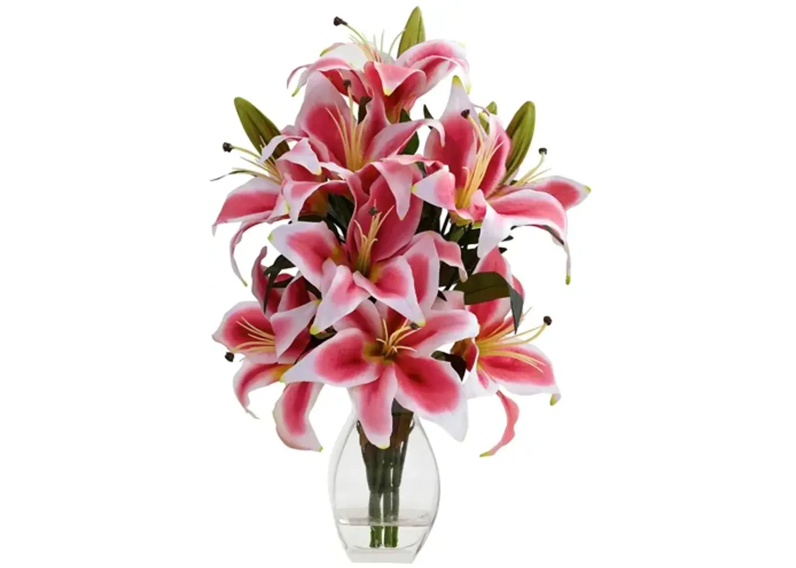 Rubrum Lily with Decorative Vase in Pink/White/Green by Bellanest