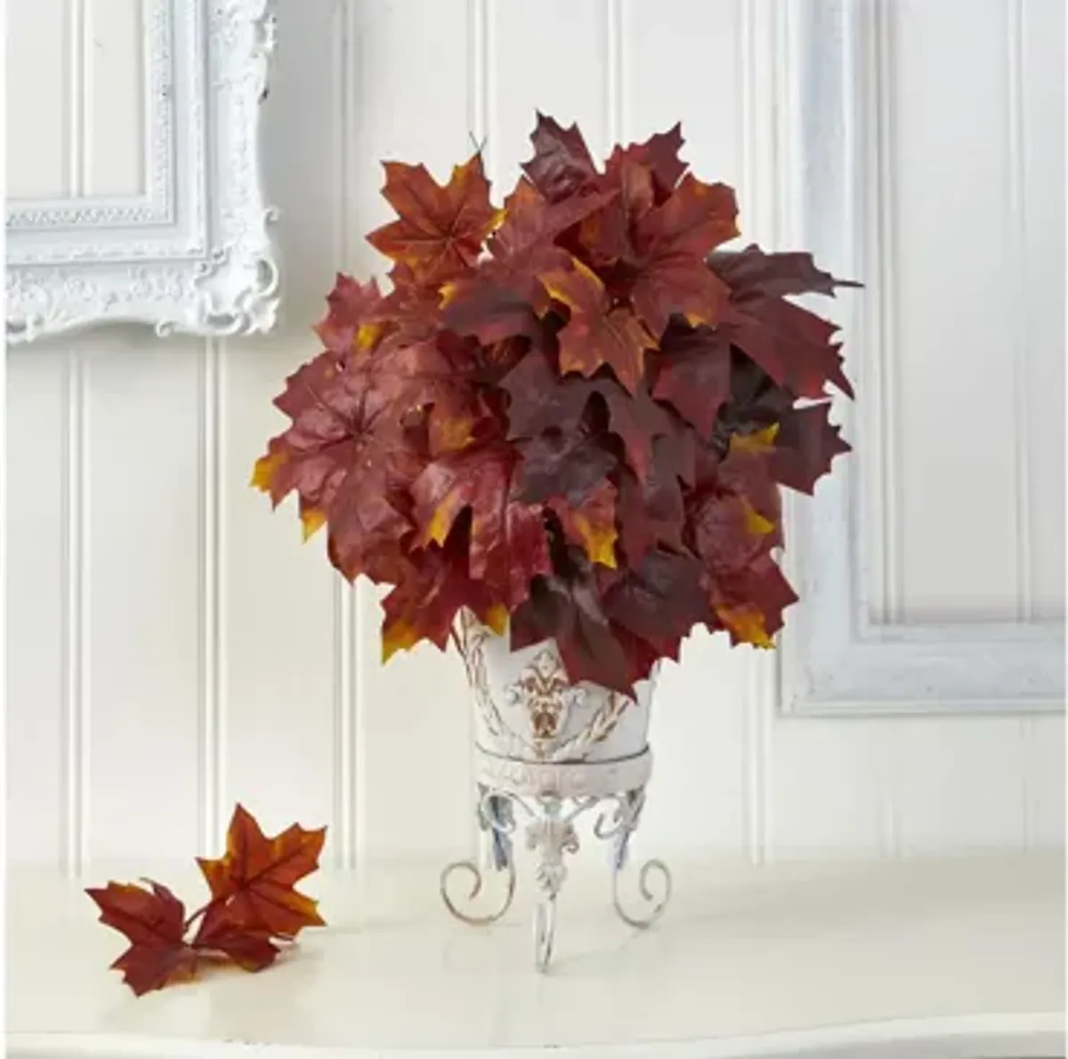 Fall foliage 20" Maple Leaves in Metal a Planter