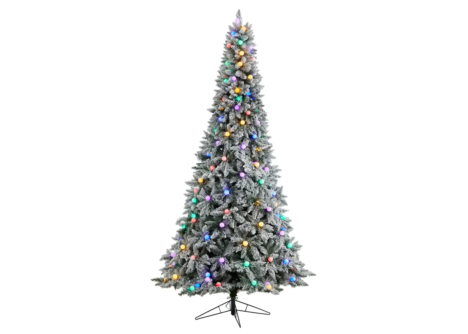 9.5' Pre-Lit Flocked British Columbia Mountain Fir Artificial Tree in Green by Bellanest