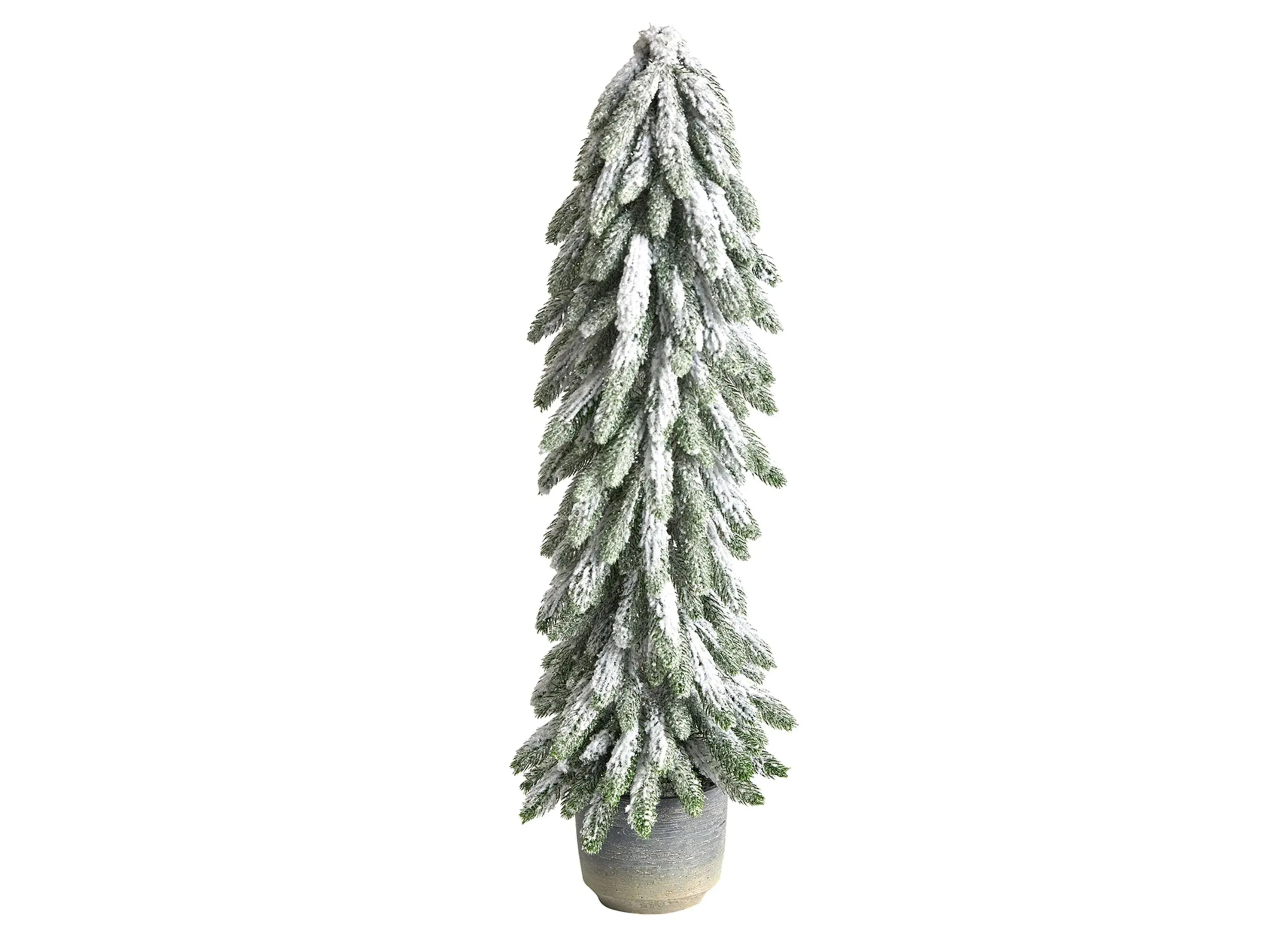 33" Flocked Artificial Tree in Decorative Planter in Green by Bellanest