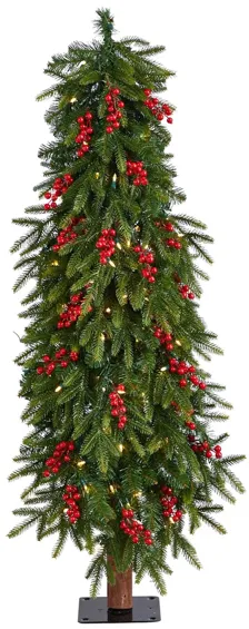 4' Pre-Lit Victoria Fir Artificial Tree in Green by Bellanest