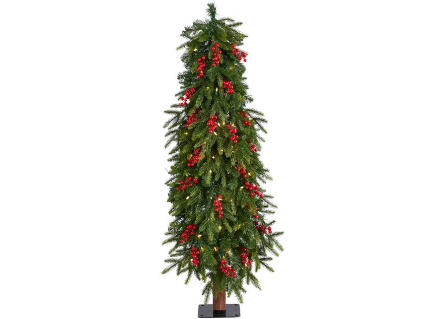 4' Pre-Lit Victoria Fir Artificial Tree in Green by Bellanest