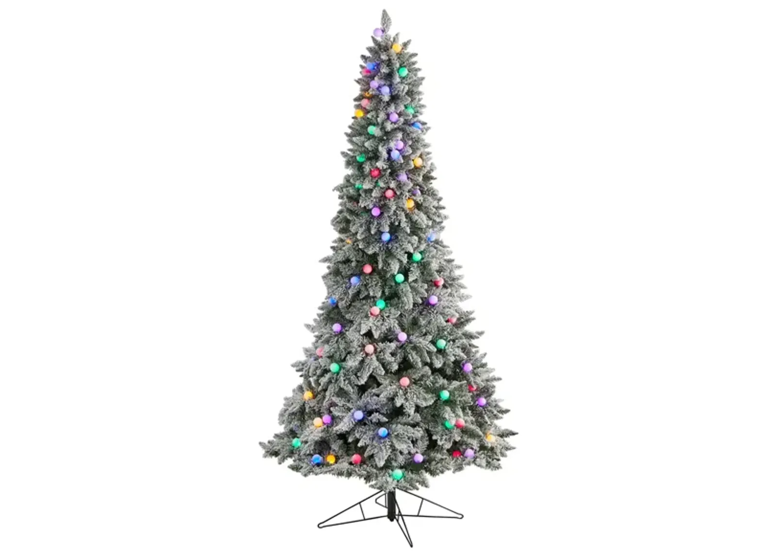 8.5' Pre-Lit Flocked British Columbia Mountain Fir Artificial Tree in Green by Bellanest