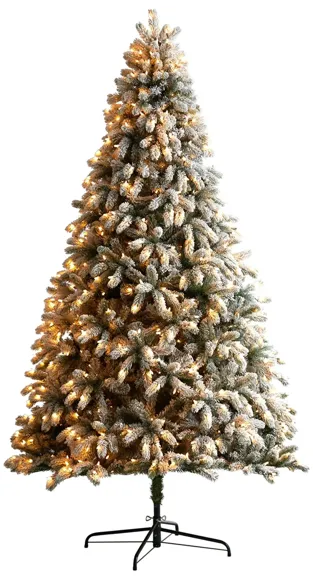 9' Pre-Lit Flocked South Carolina Spruce Artificial Tree in Green by Bellanest