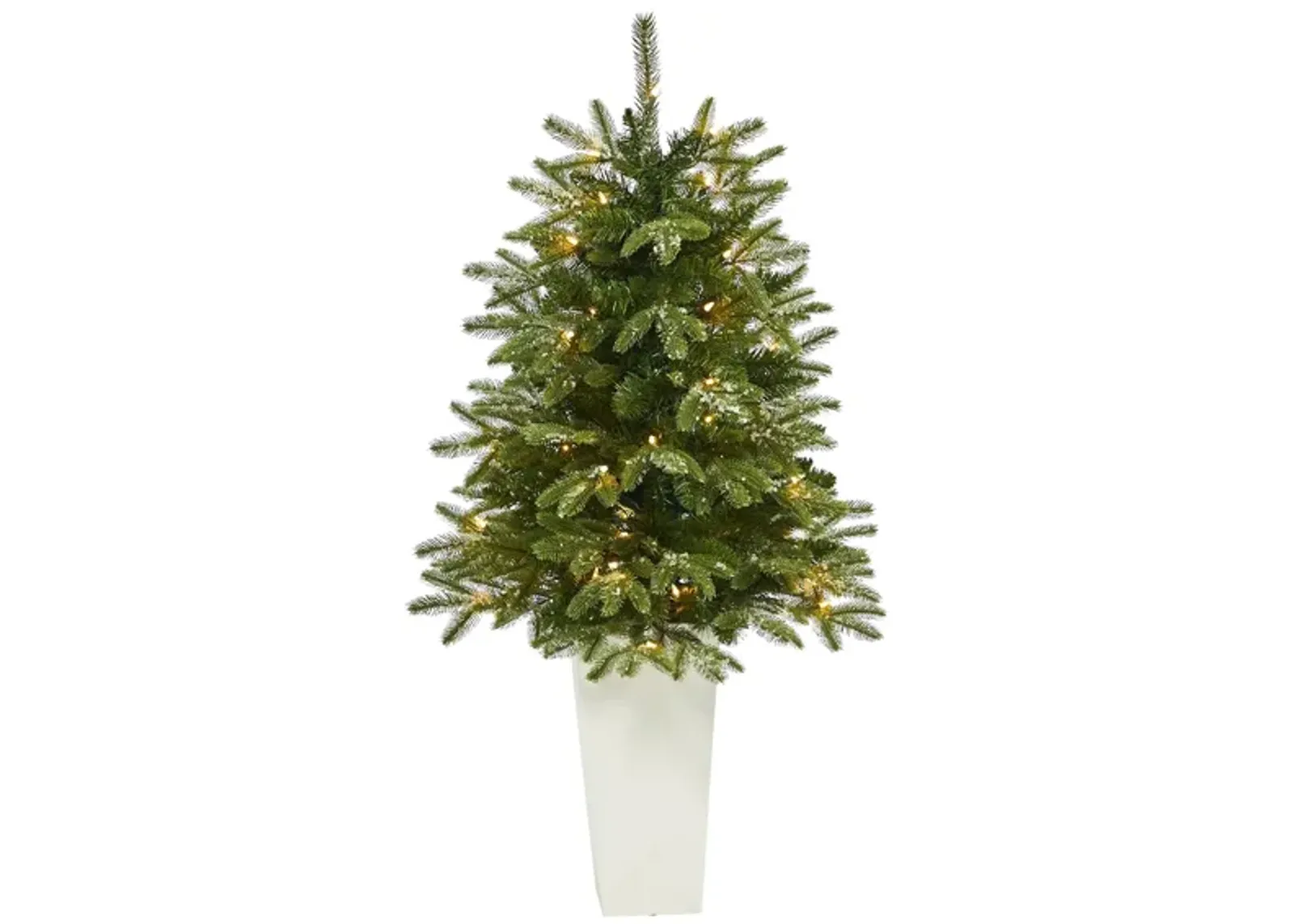 44" Pre-Lit Snowed Grand Teton Fir Artificial Tree in Green by Bellanest