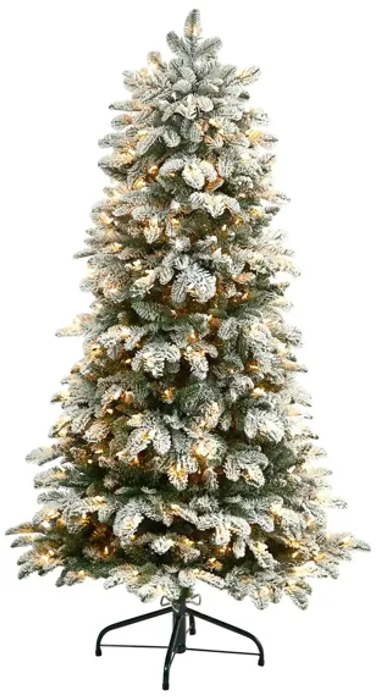 5' Pre-Lit Flocked North Carolina Fir Artificial Tree in Green by Bellanest